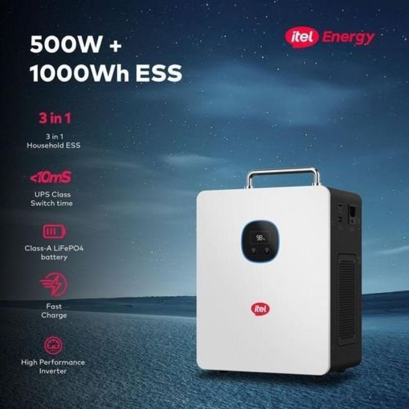 The itel Power Tank 1000Wh (500W rated) solar generator
